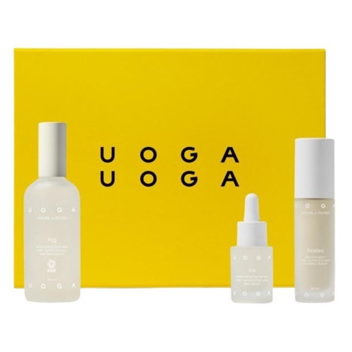 Set cadou 8Martie Ser hidratant si Emulsie hidratanta - Ingrijire Intensiva pentru Ten Uscat – „Sip of Freshness” + cutie eleganta, Uoga Uoga