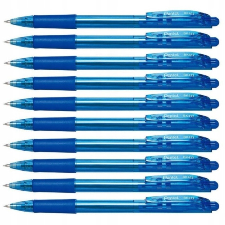 Set 10 pixuri Pentel BK417 albastre automate
