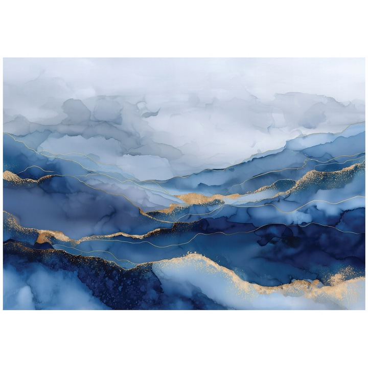 Fotótapéta, Márvány, Kék, 150x105 cm, Modern, Vlies, Tapéta, Hálószobába, Szobába, Nappaliba, Falra, Dekoráció, 16196VX3