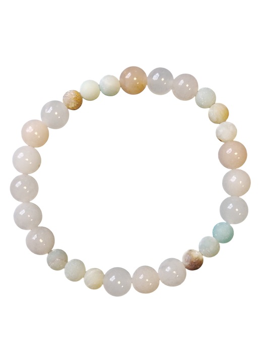 Bratara unicat din amazonit colorat mat de 6mm si cuart roz de 8mm