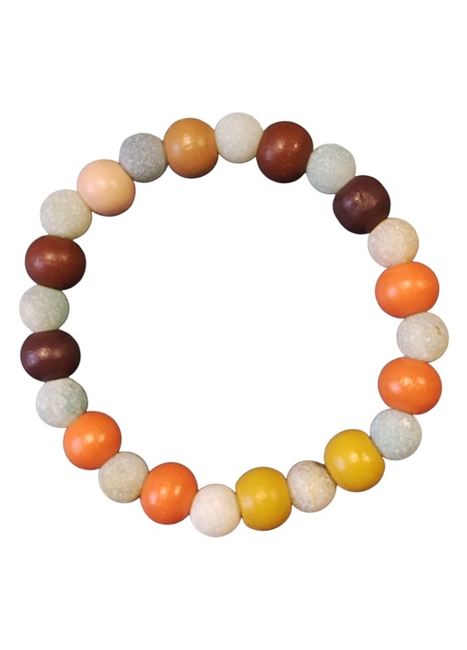 Bratara unicat din amazonit colorat mat de 6mm si lemn de 8mm