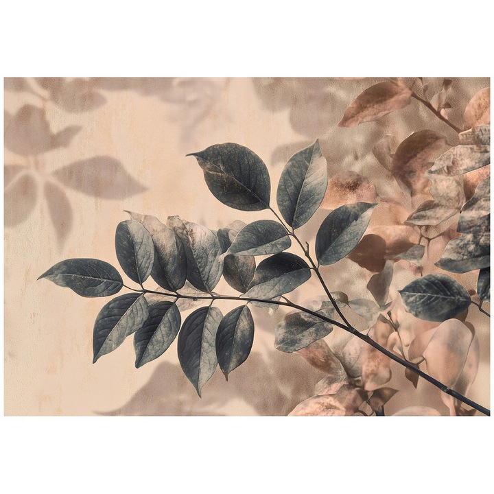 Fotótapéta, Levelek, bézs, 150x105 cm, Modern, Vlies, Tapéta, Hálószoba, Szoba, Nappali, Fal, Dekoráció, 16188VX3