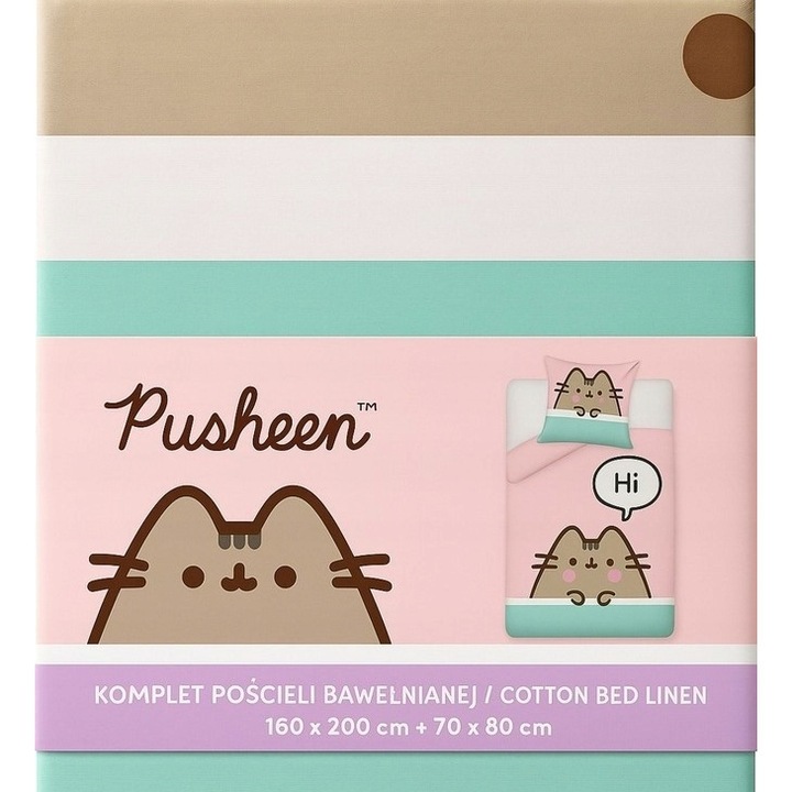 Pusheen pamut ágynemű 160x200 cm többszínű