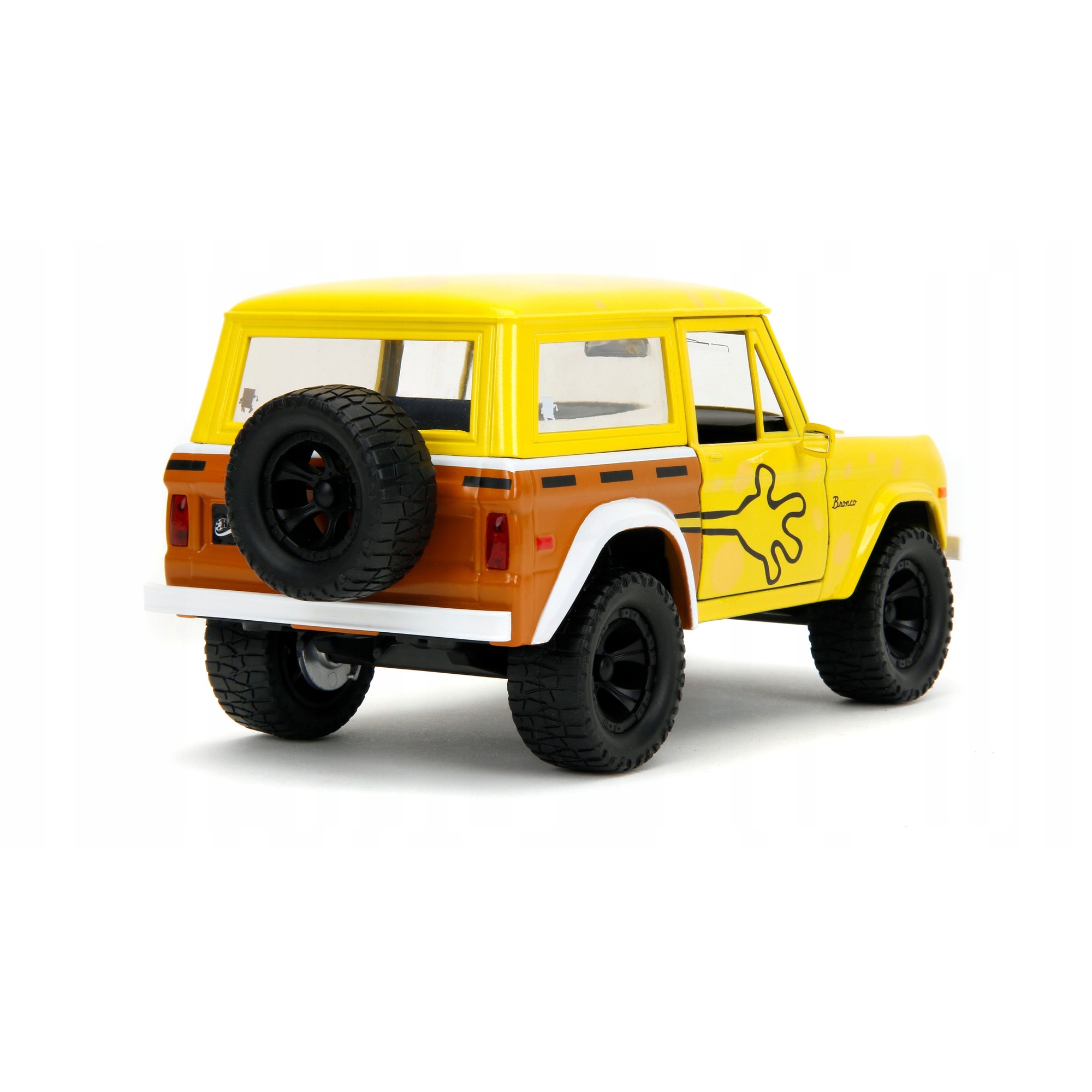 Set masina jucarie Ford Bronco 1973, Jada, metalic, galben, 1:24