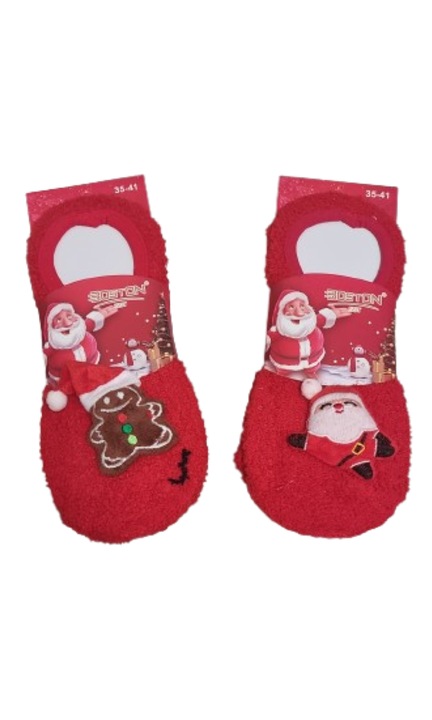 Set sosete dama rosii cu personaje de Craciun, marimea 35-41