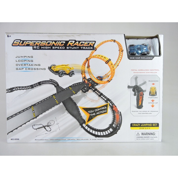 Pista Auto Supersonic Racer R/C, MADEJ, 150x90cm, set pentru copii 6 ani+, telecomandată