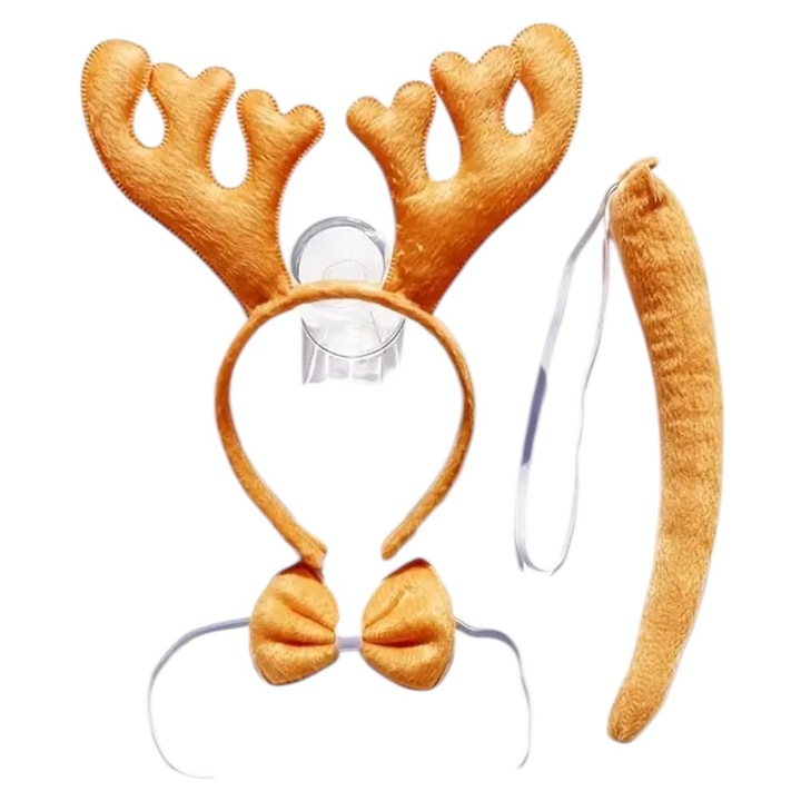 Set 3 accesorii costum ren, maro deschis, marime universala