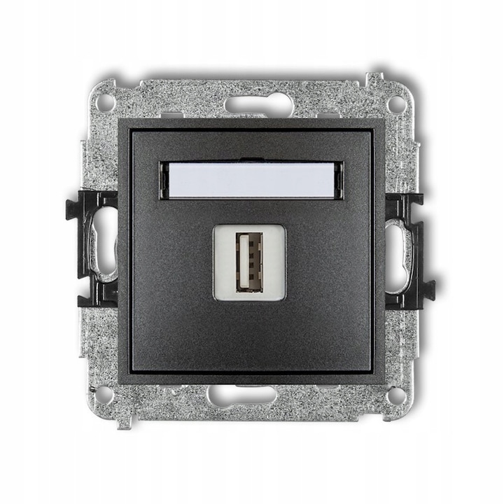 Priza mini RJ45 Karlik 11MGK-1, categoria 5e, grafit, 80x80x6.3mm, 1 x RJ45