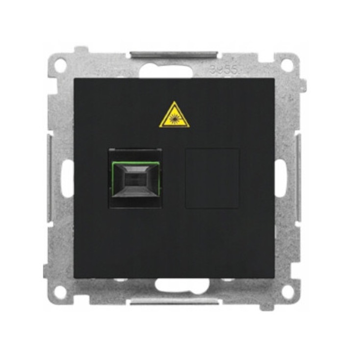 Priza fibra optica Simon 55, negru mat, simpla, 75x75x50mm
