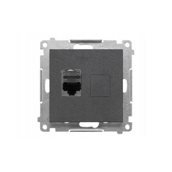 Priza rețea RJ45 Cat 6 UTP, Kontakt-Simon, grafit mat, montaj aparent