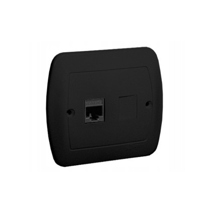 Priza rețea RJ45, Kontakt-Simon, categoria 5e, alb/bej/aluminiu/satin, unică