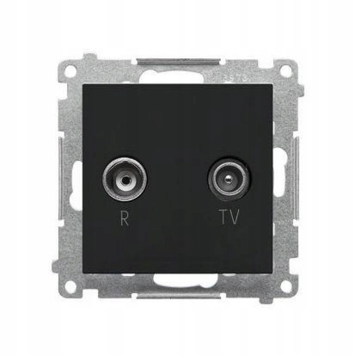 Priză antenă R-TV, Kontakt-Simon, 10dB, mat negru, incastrată, 2 prize