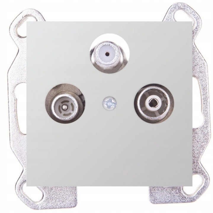 Priză Antenă RTV-SAT Hager Polo Fiorena, montaj sub tencuială, 1 ieșire, aluminiu mat