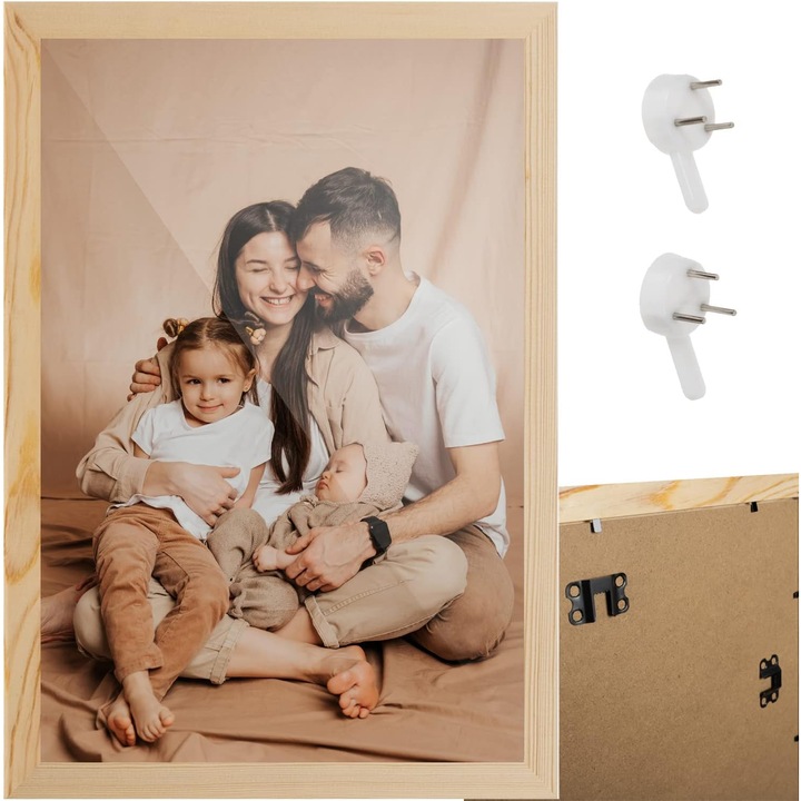 Rama foto Ayawaska din lemn de pin natural, plexiglas, 28x38cm, montare orizontală/verticală