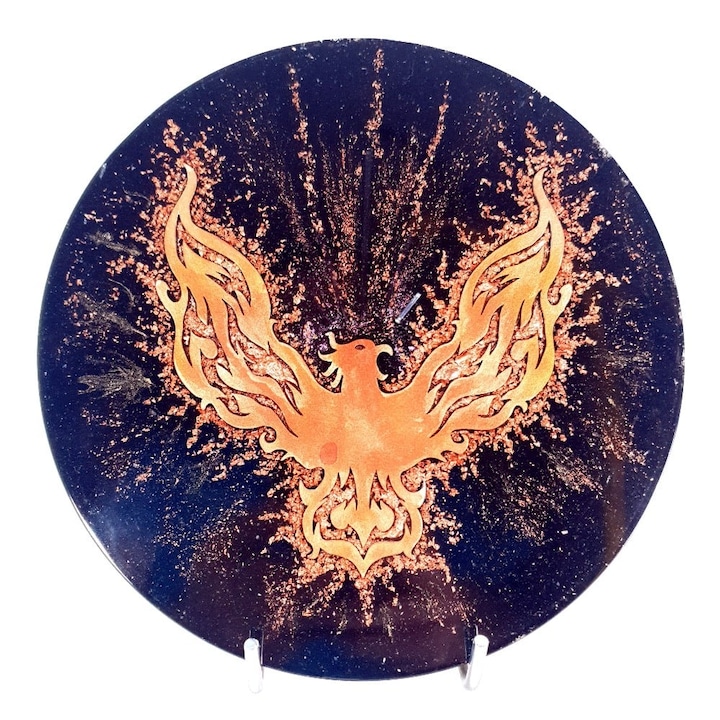 Fenix decoratiune din pietre naturale semipretioase, Elvero, orgon, 24 cm