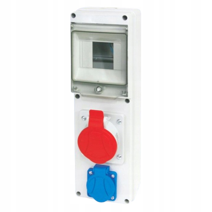 Panou electric Elektromet 32A 5P, 16A 2P, IP54, gri, 230/400V, 2 prize