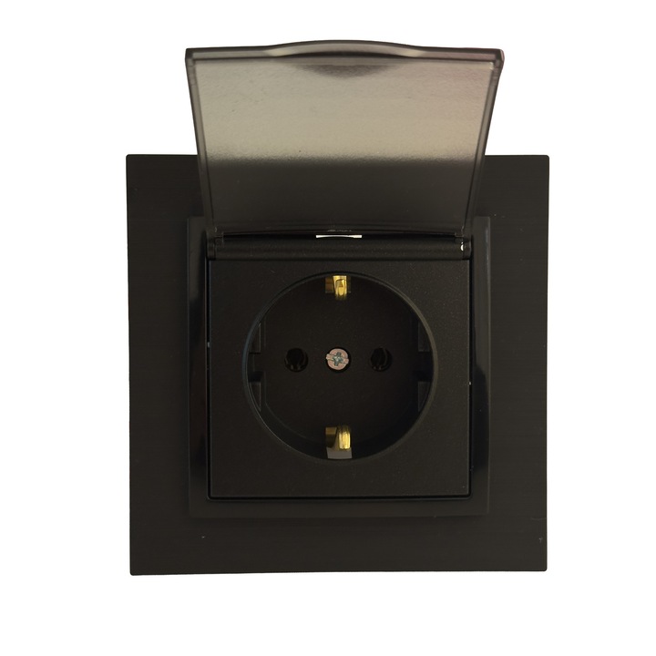 Priza Schuko cu capc 16A negru