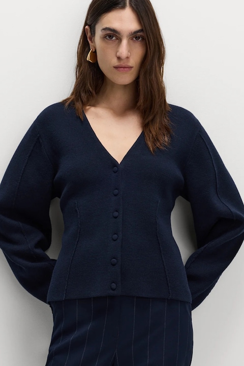 Marks & Spencer, Cardigan slim fit cu decolteu in V, Bleumarin