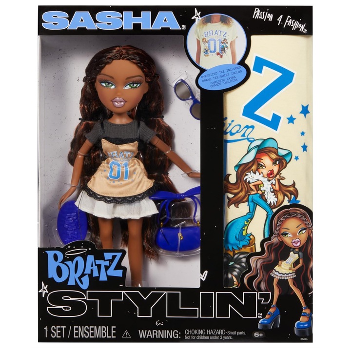 Papusa Bratz Stylin' Sasha Fashion, set cu accesorii, 29cm