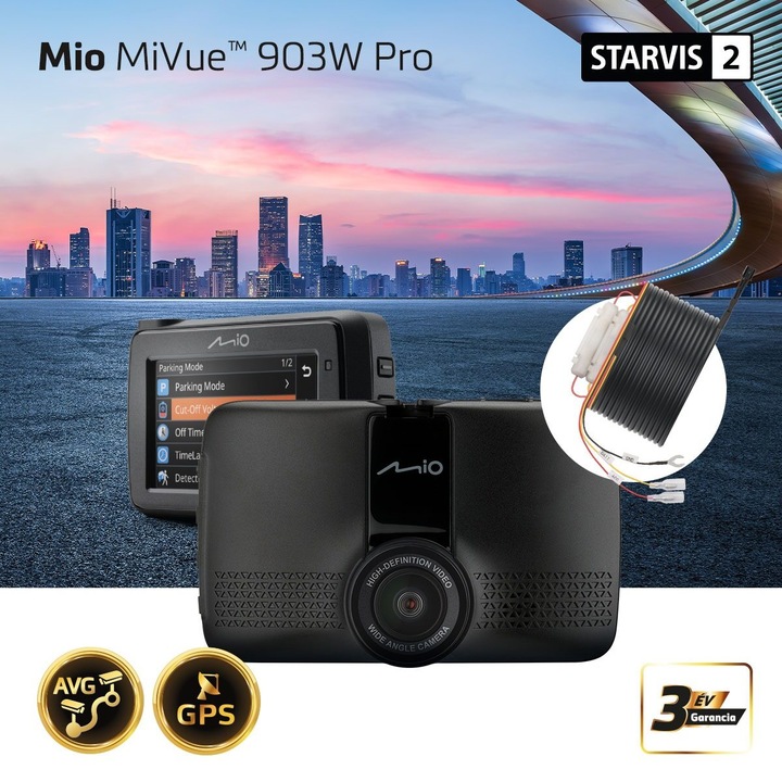 Mio MiVue 903W Pro menetrögzítő kamera, 2.7" kijelző, 2.5K HDR, Sony STARVIS 2 érzékelő