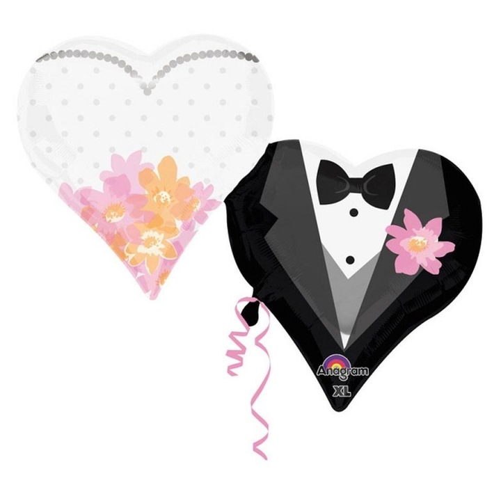 Фолиев балон Младоженци 76x63см, комплект 1 брой