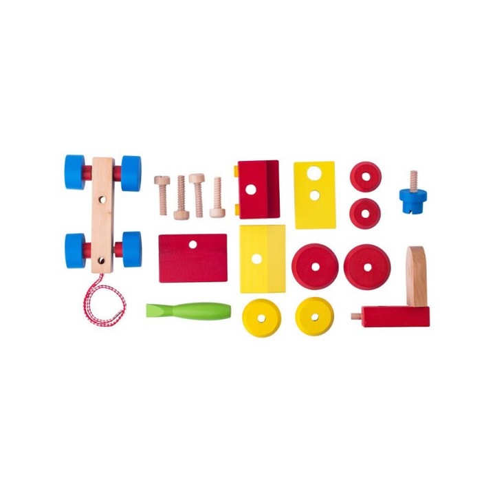 Betoniera de asamblat, Woodyland, 18 piese, lemn, 19x15x11, 5cm