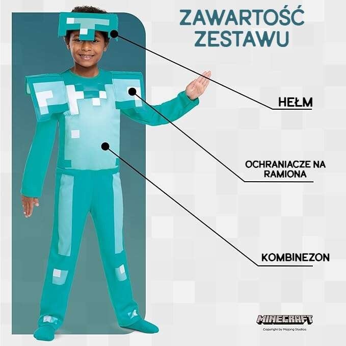 Costum Minecraft, Disguise, armură diamant, 109-126 cm - eMAG.ro