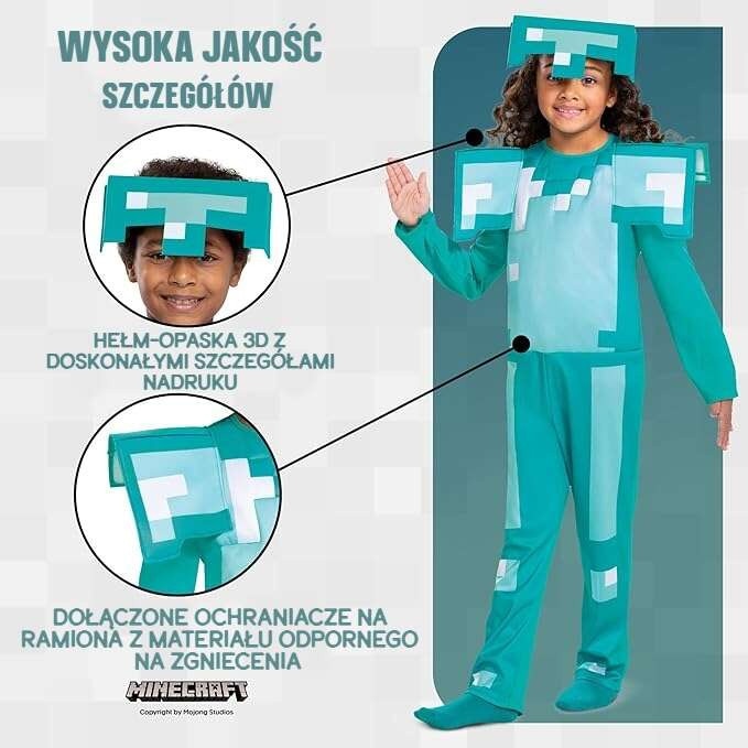 Costum Minecraft, Disguise, armură diamant, 109-126 cm - eMAG.ro