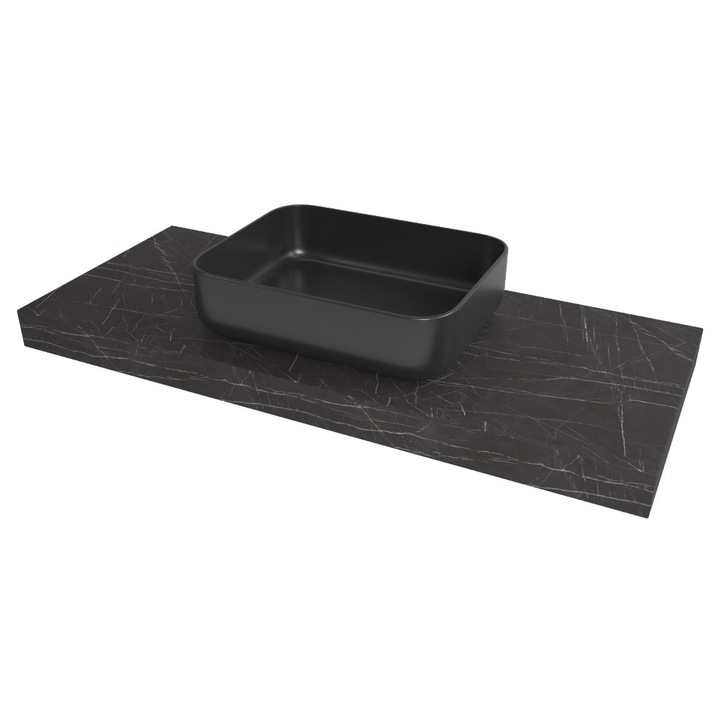 Deska sub chiuveta NATUREL 80x8x50 cm, neagra mata, fara consola, fara taietura