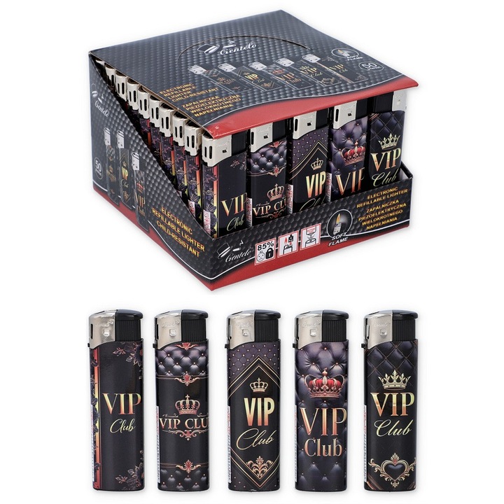 Brichete Piezo VIP set 50 bucati, gaz, design modern, multicolor