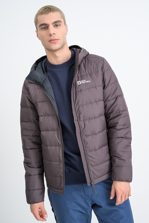 Jack Wolfskin, Geaca cu umplutura de puf pentru drumetii Ather, Negru stins