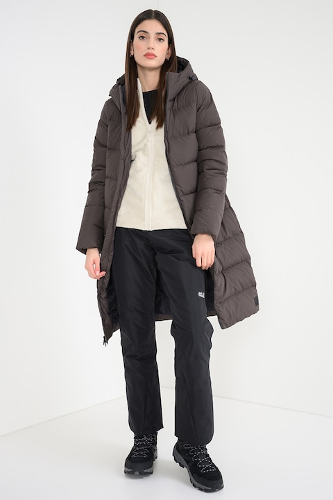 Jack Wolfskin, Geaca matlasata cu umplutura de puf si gluga Frozen Palace, Gri antracit