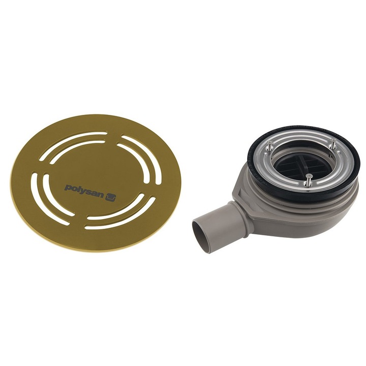 Sifon pentru cada Polysan FLEXIA, diametru 90mm, 40mm, material plastic, culoare aurie mata, set 1 buc.