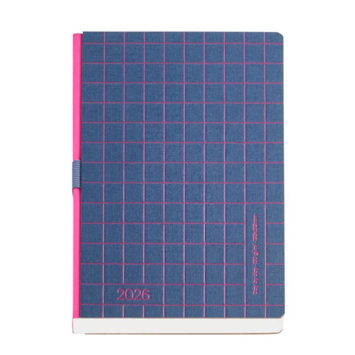 Agenda zilnică Miquelrius 2026 Lines Navy, copertă carton kraft, file ivory