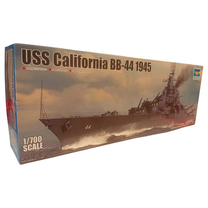 Kit de construit nava de razboi USS California BB-44, Lungime 27.2 cm, Scara 1:700, 14+