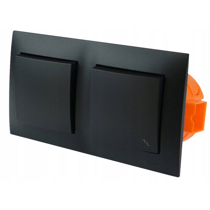 Comutator lumina schimbator Kontakt-Simon 54, negru mat, incastrat, 1 prize