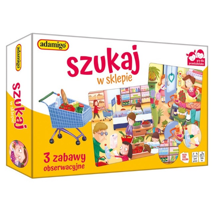 Zestaw educational Szukaj w sklepie, 4 plansze, 32 plakietki, multicolor