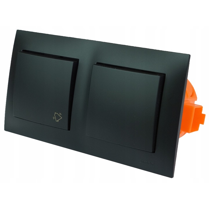 Comutator cu sonerie Simon 54, Kontakt-Simon, negru mat, 2 taste, 8, 7x15, 3x1cm
