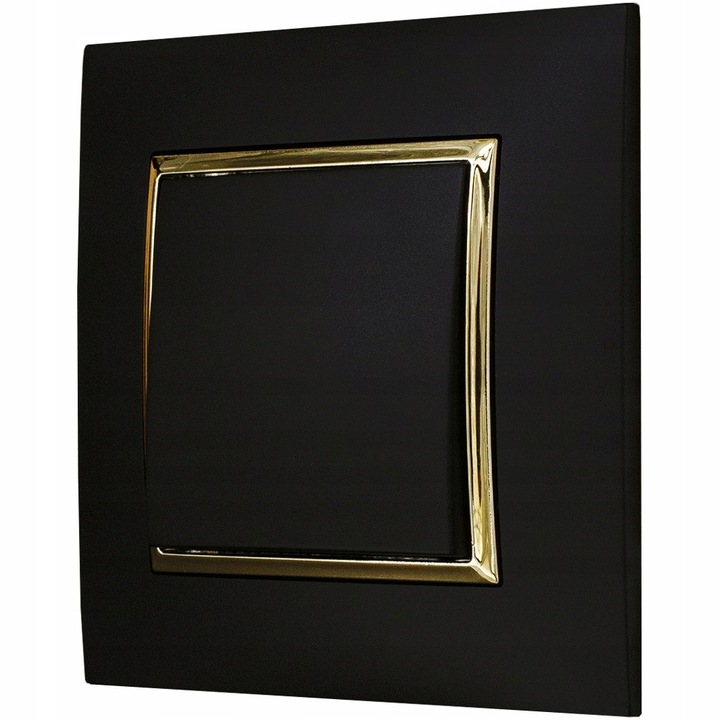 Comutator lumina Ospel Aria, negru cu rama aurie, set complet, montaj incastrat