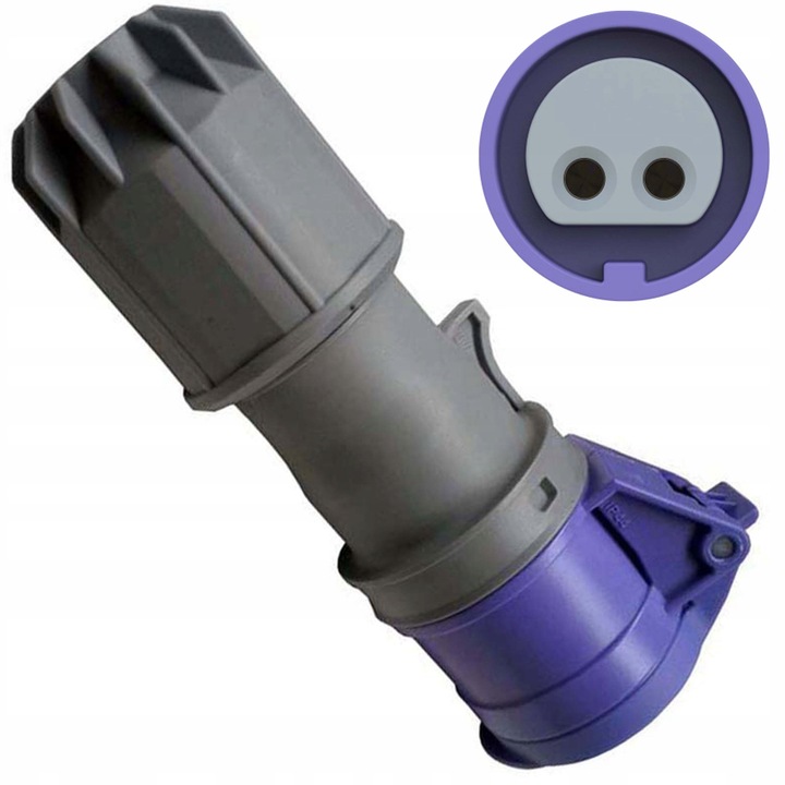 Priza portabilă PCE TWIST 24V, 16A, IP44, Fiolet, 2 prize