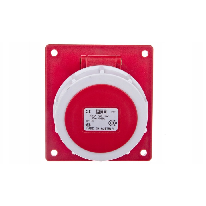 Priza tablou unghiulara PCE Power Twist 16A 4P rosu 70x85mm IP67
