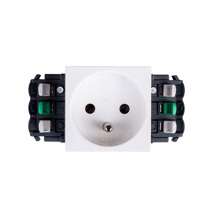 Priza electrica Legrand 2P+Z automata alba, 2 prize, montare aparenta