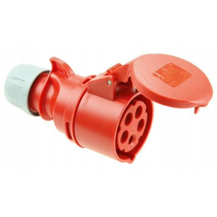 Priză electrică trifazată 16A 5 pini, roșie, IP44, pentru montare aparentă, 215-6