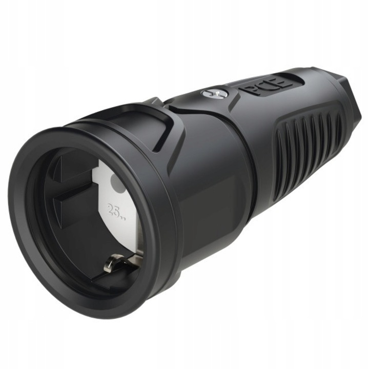 Priza Cauciuc 16A 230V Schuko, 3 Poli, Negru, IP20