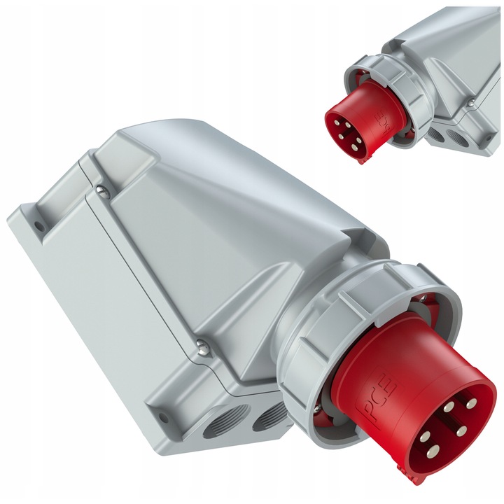 Priza industriala PCE WO635, 63A, 5P, 400V, IP67, Rosu