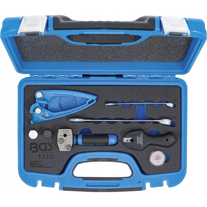 BGS 1270 Fékcsőjavító készlet, 7 részes, vágás, hajlítás, peremezés, 4,75 mm, többszínű