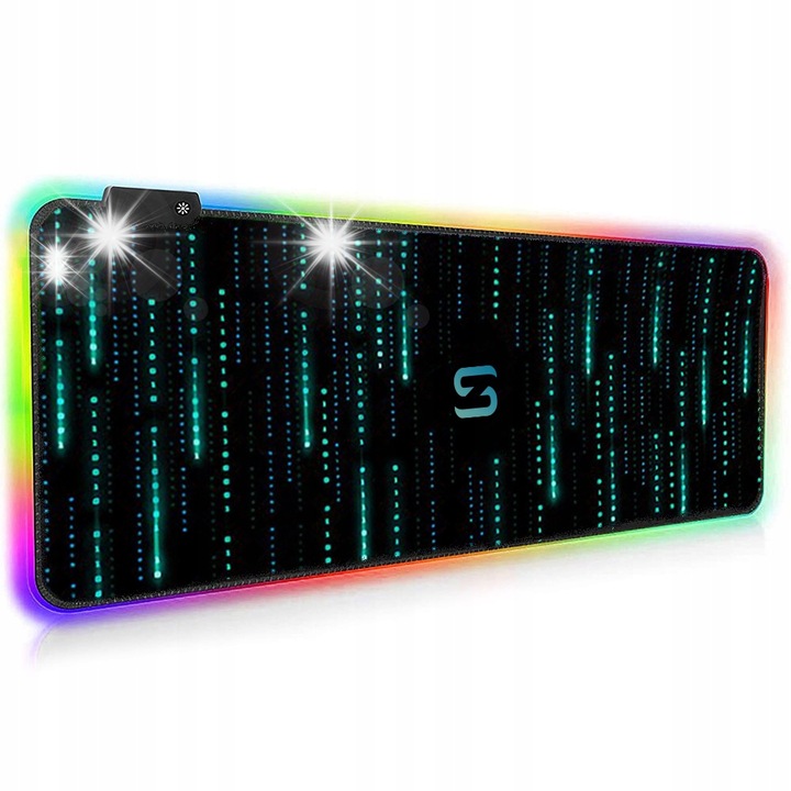 Pad pentru mouse Stazer 426120522, iluminare RGB 12 moduri, baza antiderapanta, margini cusute, negru, 80 x 30 cm