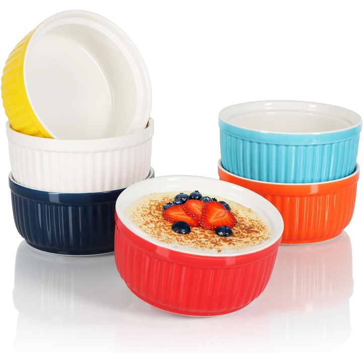 Set 6 forme ceramice colorate pentru deserturi, 250 ml, multicolor