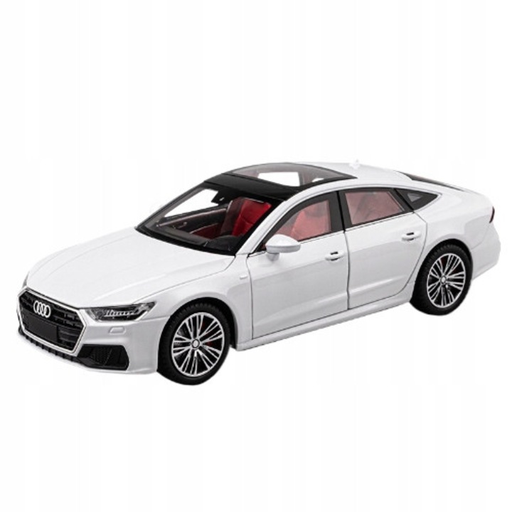Mașină de jucărie metalică Audi A7, Pan i Pani Gadżet, 1:24, efecte sonore și luminoase, alb, 21x9.3x6cm