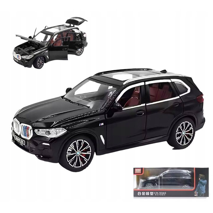 Játékautó, Pan i Pani Gadżet, BMW X5 1:24, Fém, LED Fények, Hang, Fekete